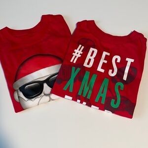 Two Christmas Long Sleeve Shirts Red 12-18 months